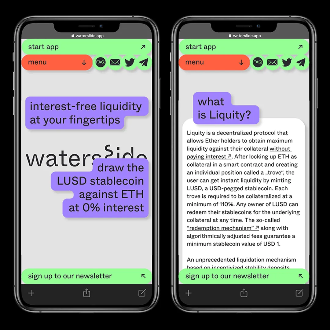 waterslide, web3, blockchain, web design, ux ui, visual identity, logo design